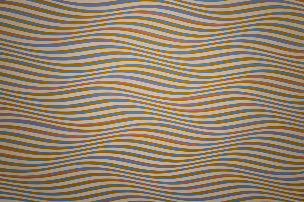 Retro Waves, peel and stick wallpaper, playful flowing stripes in warm vintage tones bring movement and personality to any