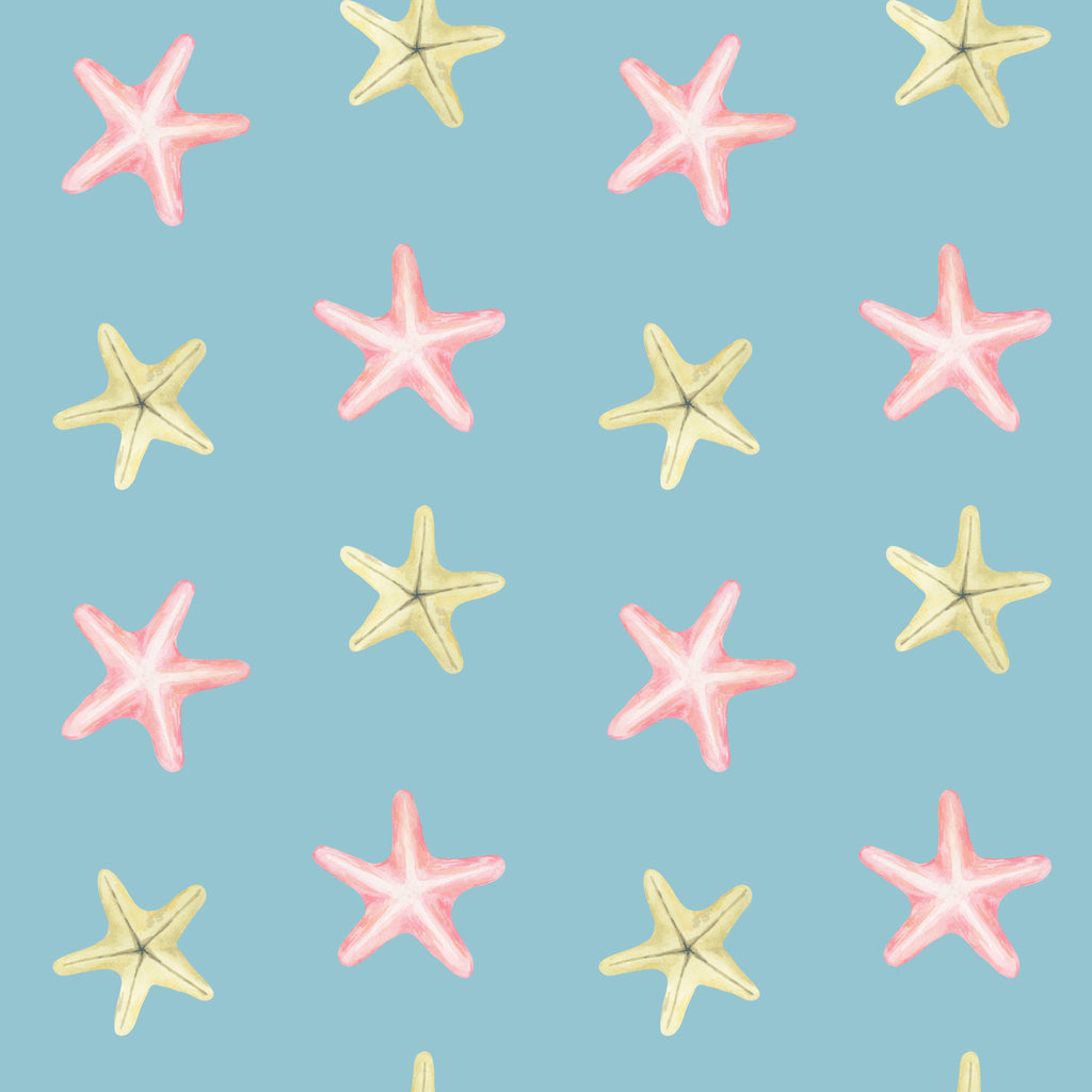 Starfish Drift, peel and stick wallpaper, playful starfish pattern wallpaper