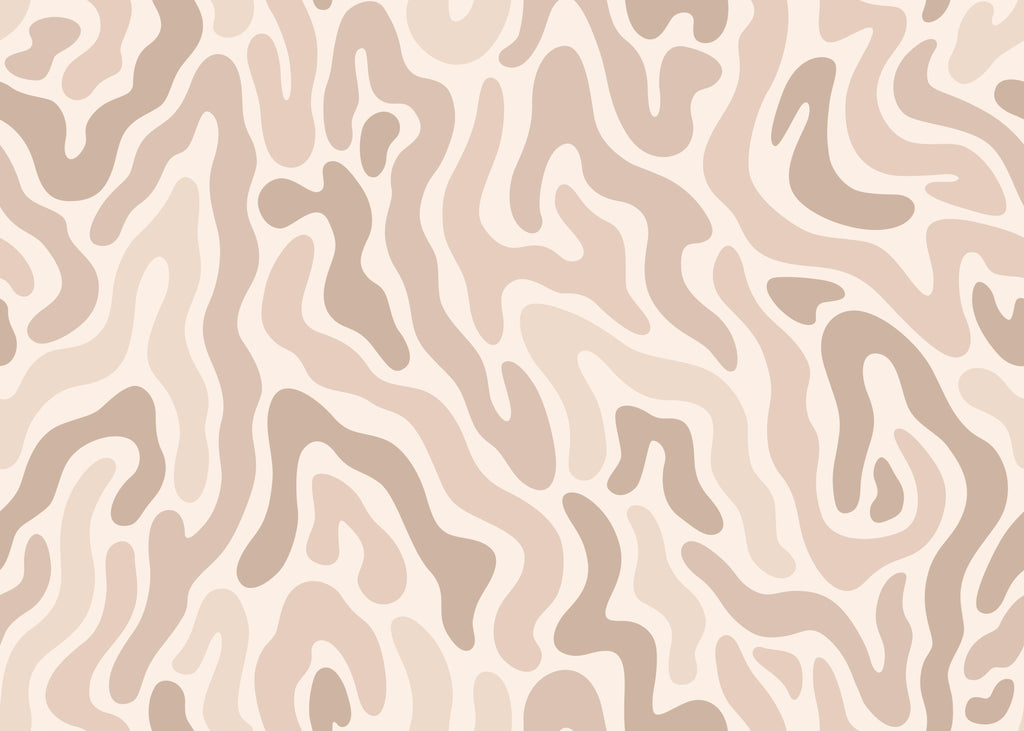 Organic Flow, peel and stick wallpaper, flowing abstract shapes in layered neutral tones create a modern organic pattern