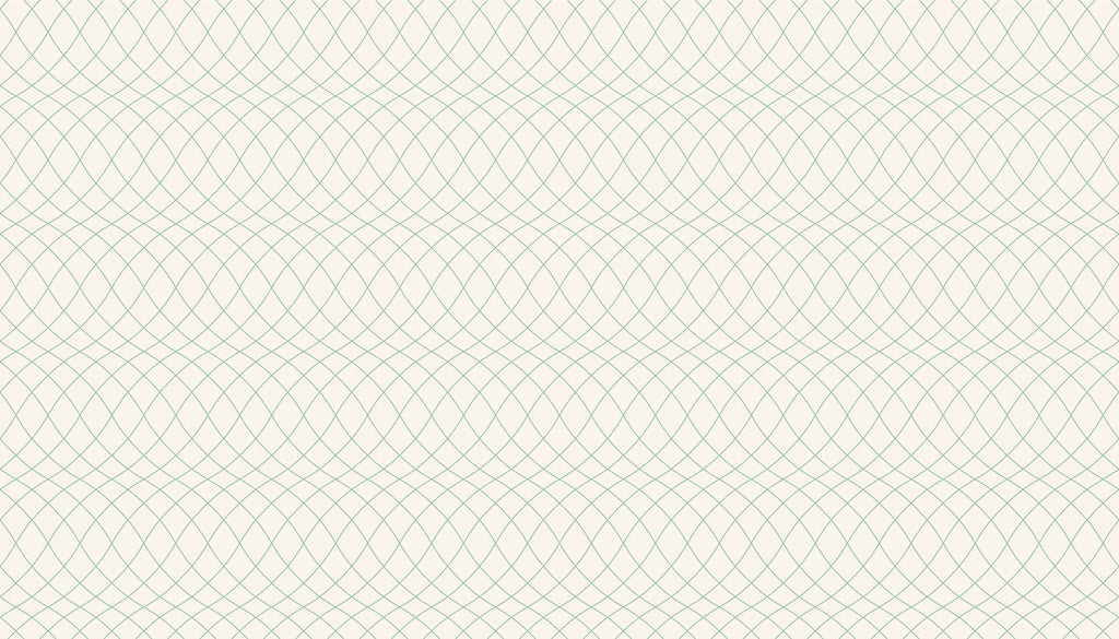 Mint Lattice, peel and stick wallpaper, interlocking curved lines form a delicate lattice pattern across a soft neutral
