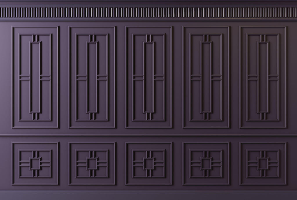 Aubergine Panels wallpaper with moulded wall panelling