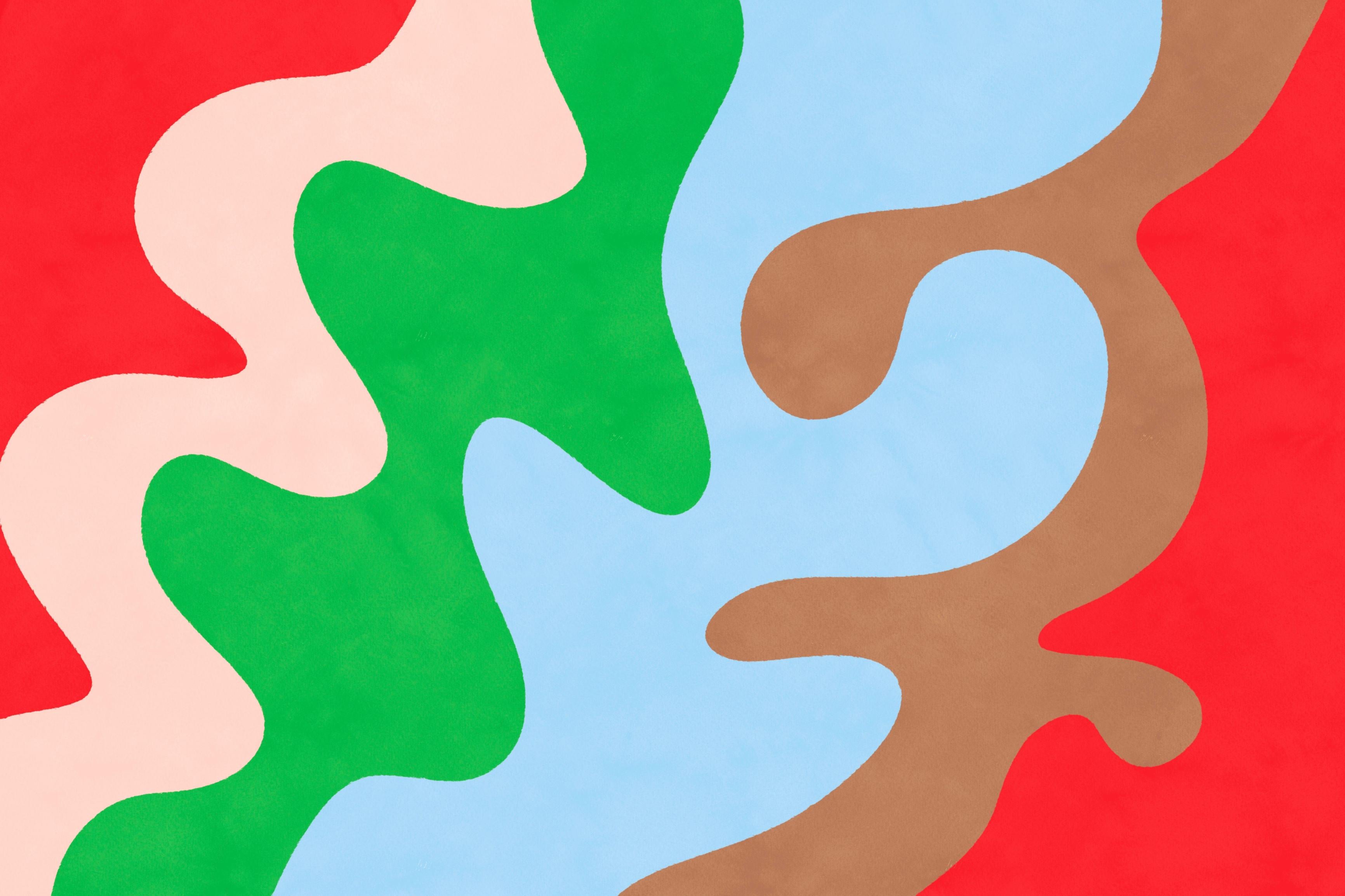 Colour Wave wallpaper with bold coloured wavy ribbons