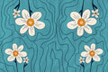 Daisy Pond wallpaper with white daisies on teal