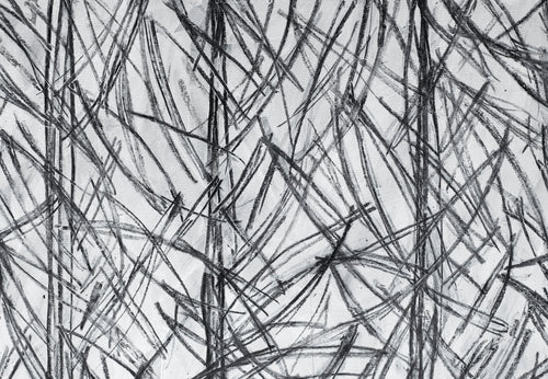Charcoal Grass wallpaper with charcoal strokes on white