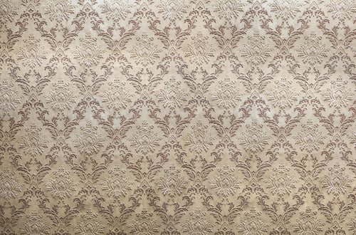 Antique Damask wallpaper in taupe and gold
