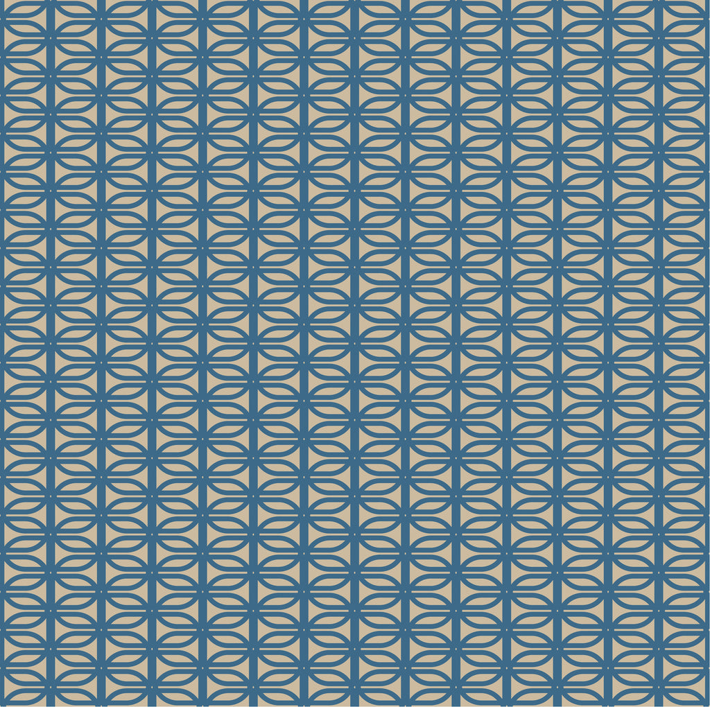 Ocean Lattice, peel and stick wallpaper, structured geometric wallpaper featuring repeating curved lattice lines in muted