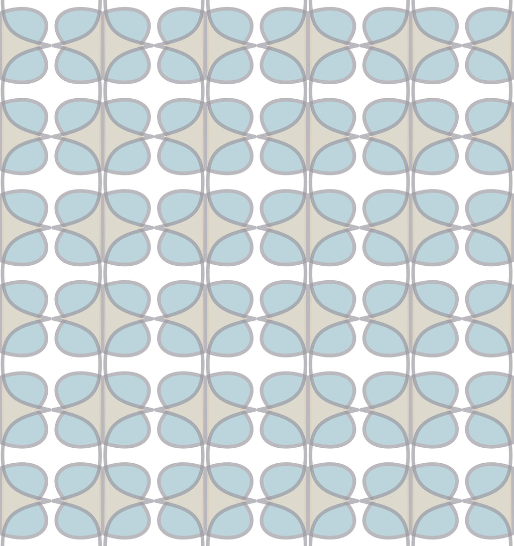 Sky Petals, peel and stick wallpaper, soft geometric wallpaper featuring rounded petal shapes arranged in a balanced