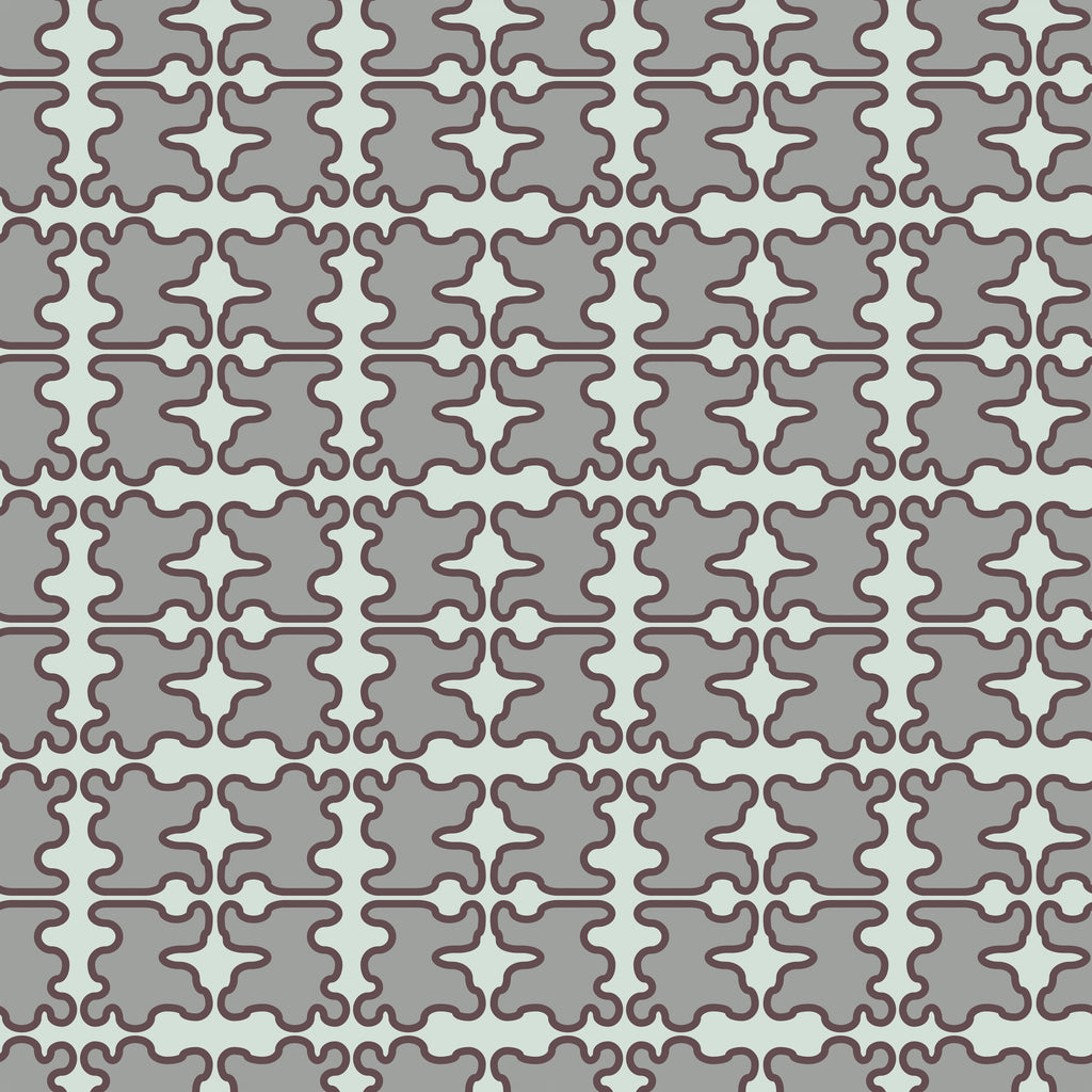 Sage Lattice, peel and stick wallpaper, soft geometric wallpaper showcasing interlocking quatrefoil lines in muted taupe