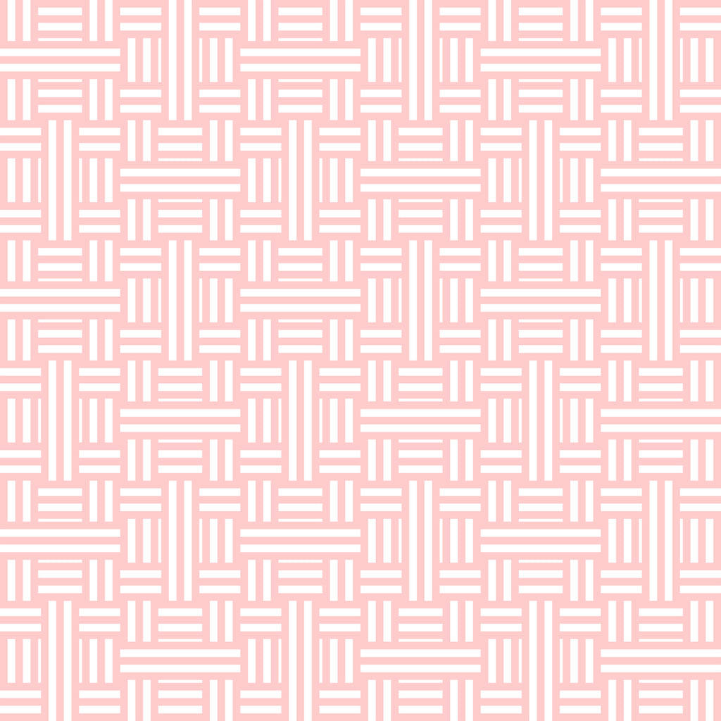 Blush Basket, peel and stick wallpaper, interwoven linear shapes create a soft basket-weave pattern across a pale pink