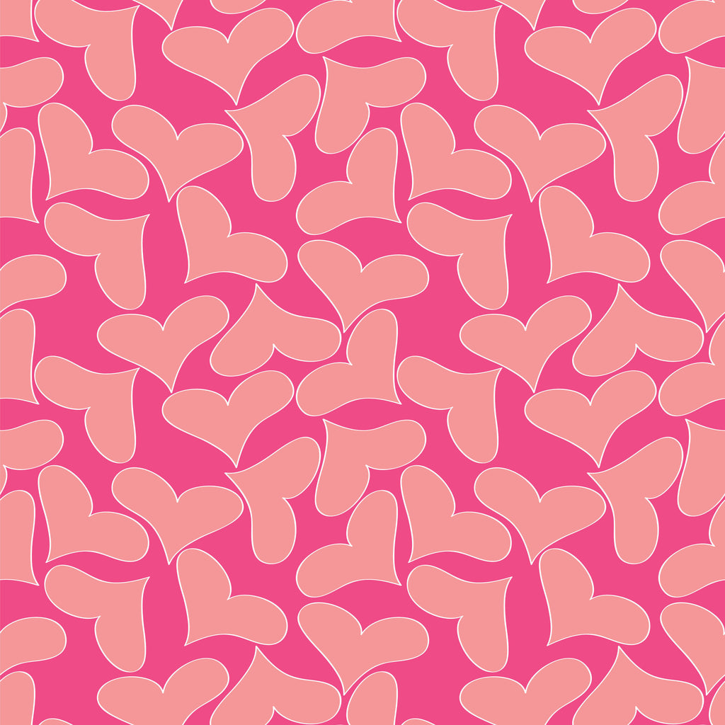 Blush Hearts, peel and stick wallpaper, soft heart shapes scatter across a vibrant background, creating a playful
