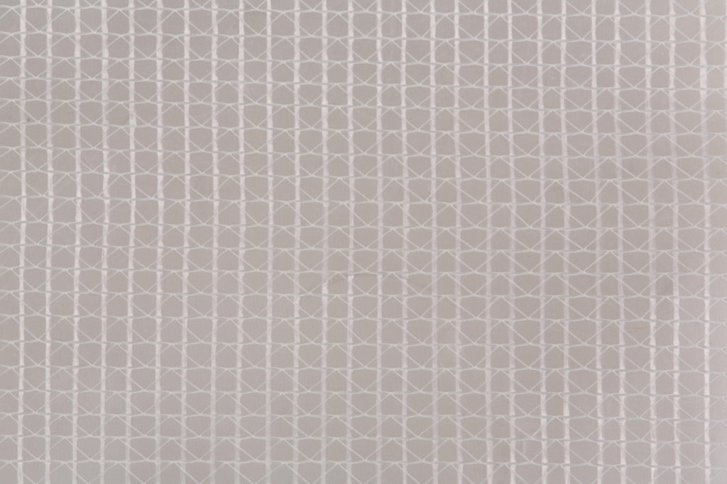 Linen Grid, peel and stick wallpaper, soft intersecting lines form a subtle lattice over a warm neutral base