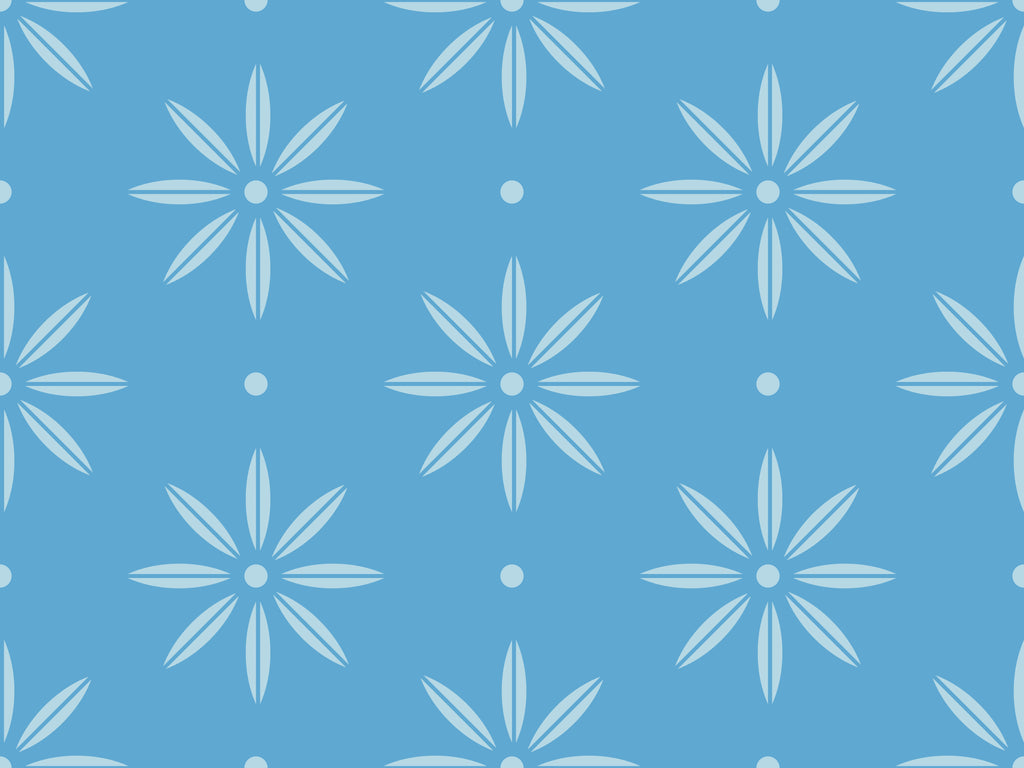 Blue Daisies, peel and stick wallpaper, cheerful floral wallpaper featuring simple daisy-like blooms arranged