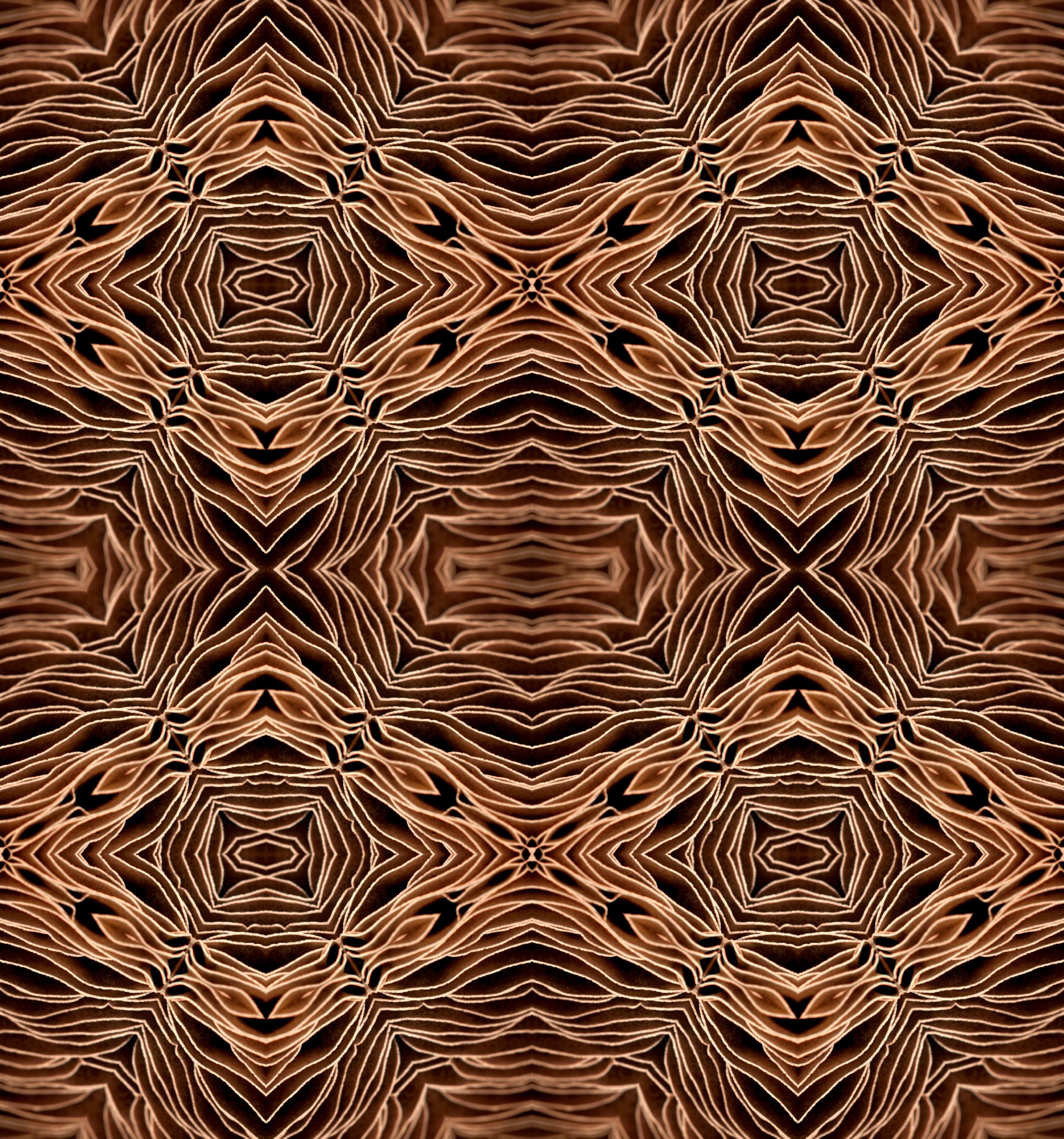 Tigerwood wallpaper with kaleidoscopic brown woodgrain