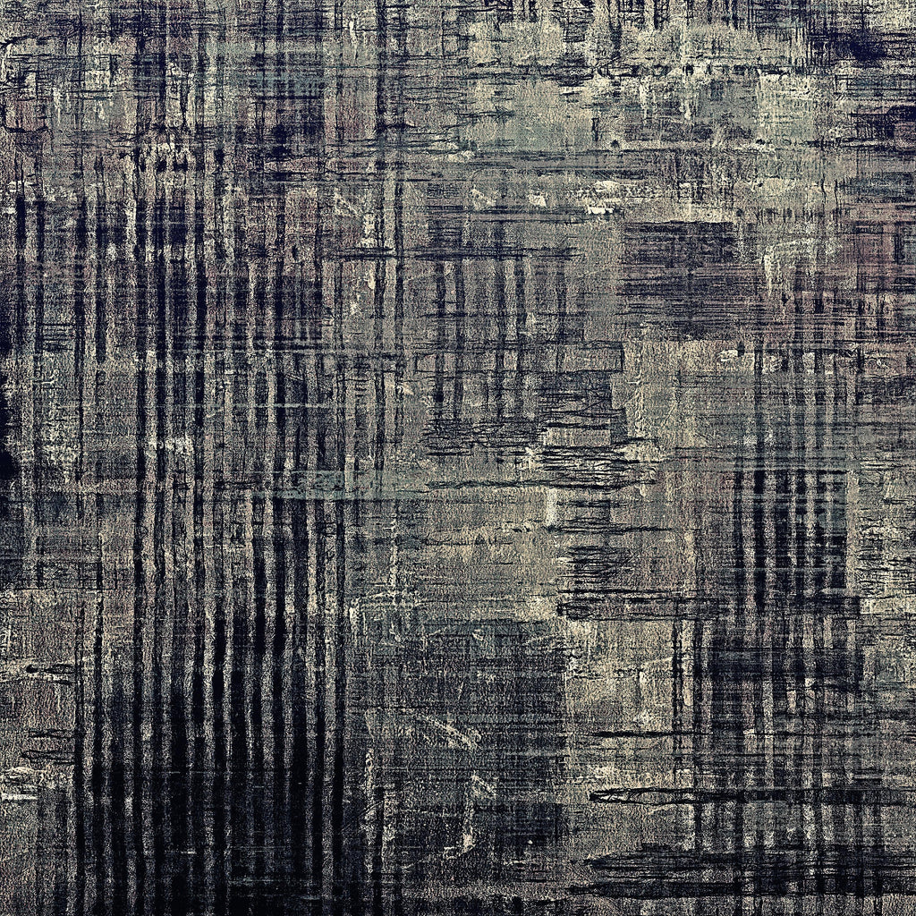 Shadow Grid, peel and stick wallpaper, layered brushstroke textures and intersecting lines create a bold abstract surface