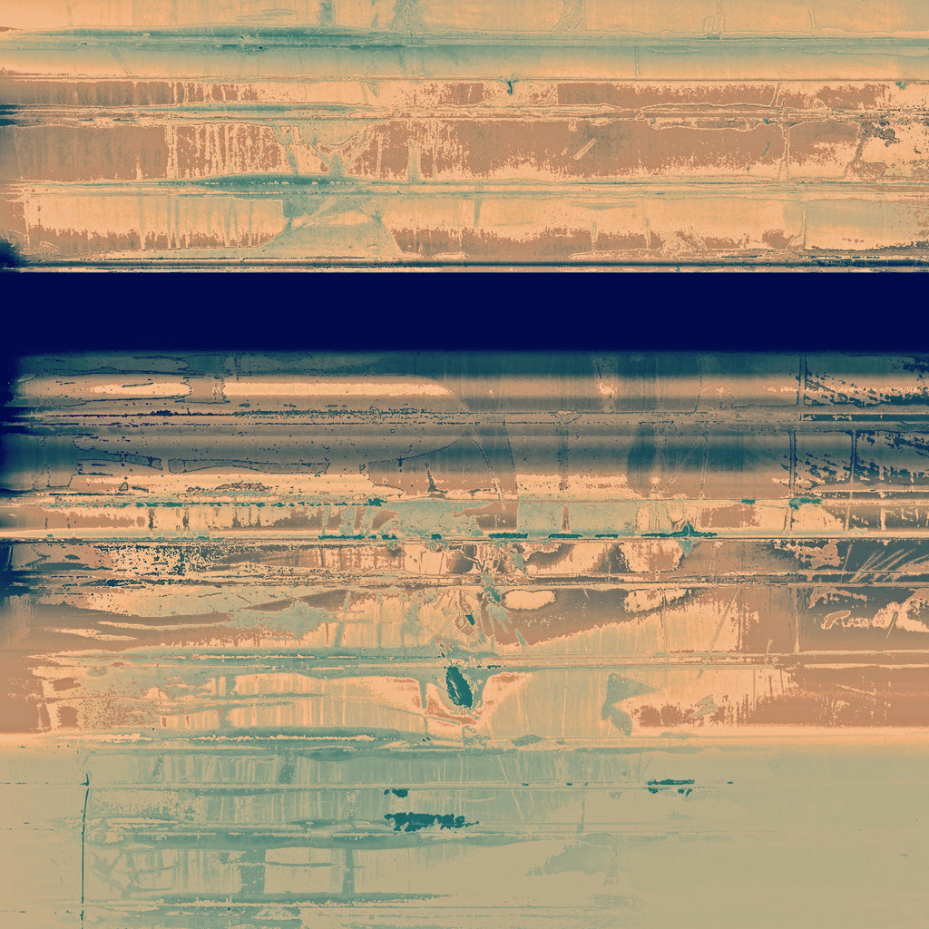 Coastal Layers, peel and stick wallpaper, warm sand tones blend with teal and deep navy bands to create a modern abstract