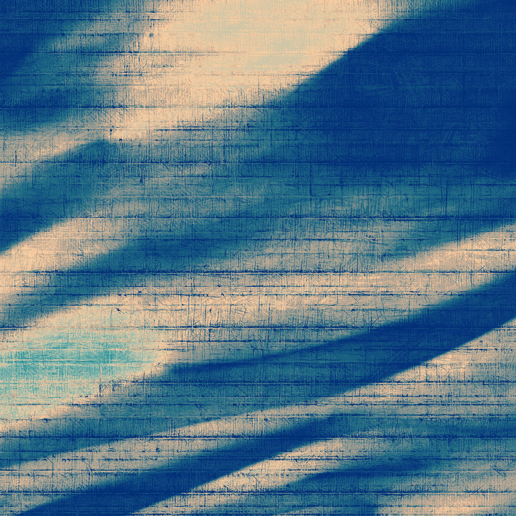 Ocean Shadows, peel and stick wallpaper, flowing layers of deep blue and soft cream create a tranquil abstract composition