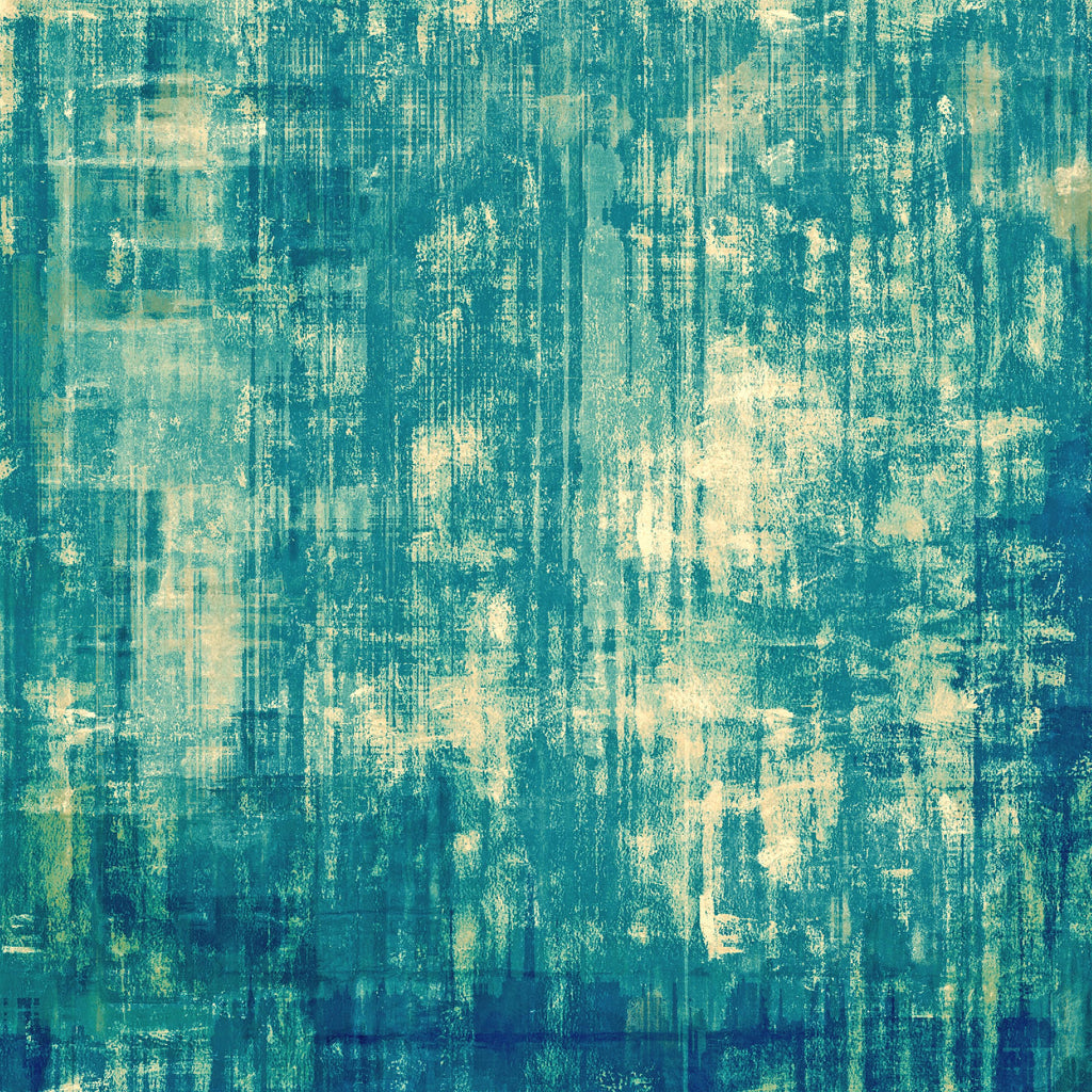 Teal Canvas, peel and stick wallpaper, layered brush textures and distressed painterly details create a rich teal backdrop
