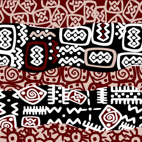 Aztec Tribal wallpaper in red, black and white motifs