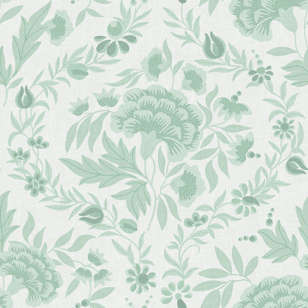 Georgian Floral by Sarah Thorpe — Soft Mint Green