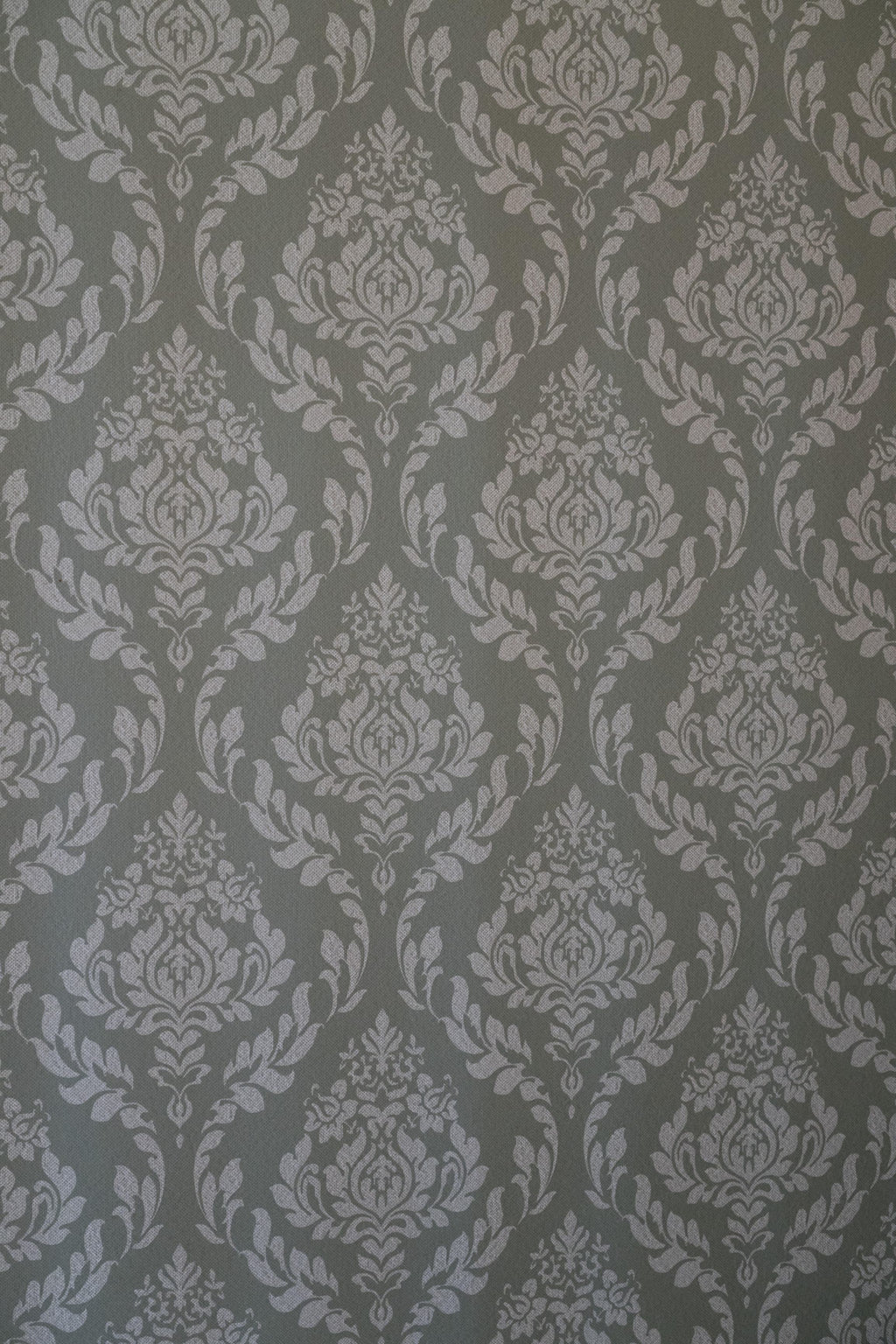 Pewter Damask wallpaper in soft grey ornamental damask