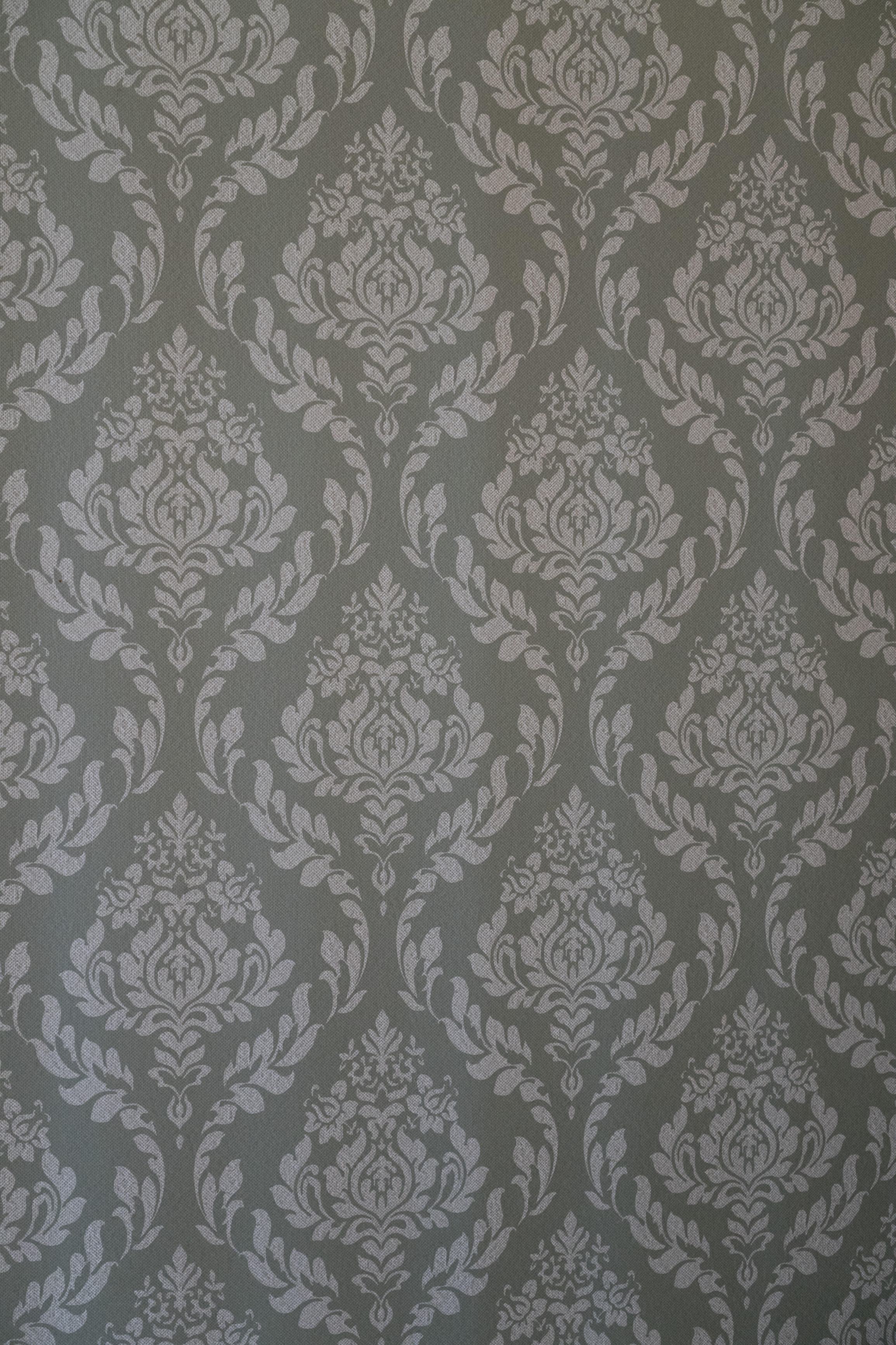 Pewter Damask wallpaper in soft grey ornamental damask