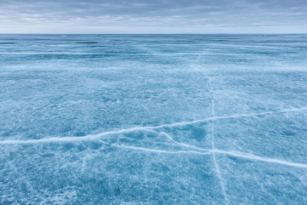 Frozen Lake wallpaper mural of pale blue ice
