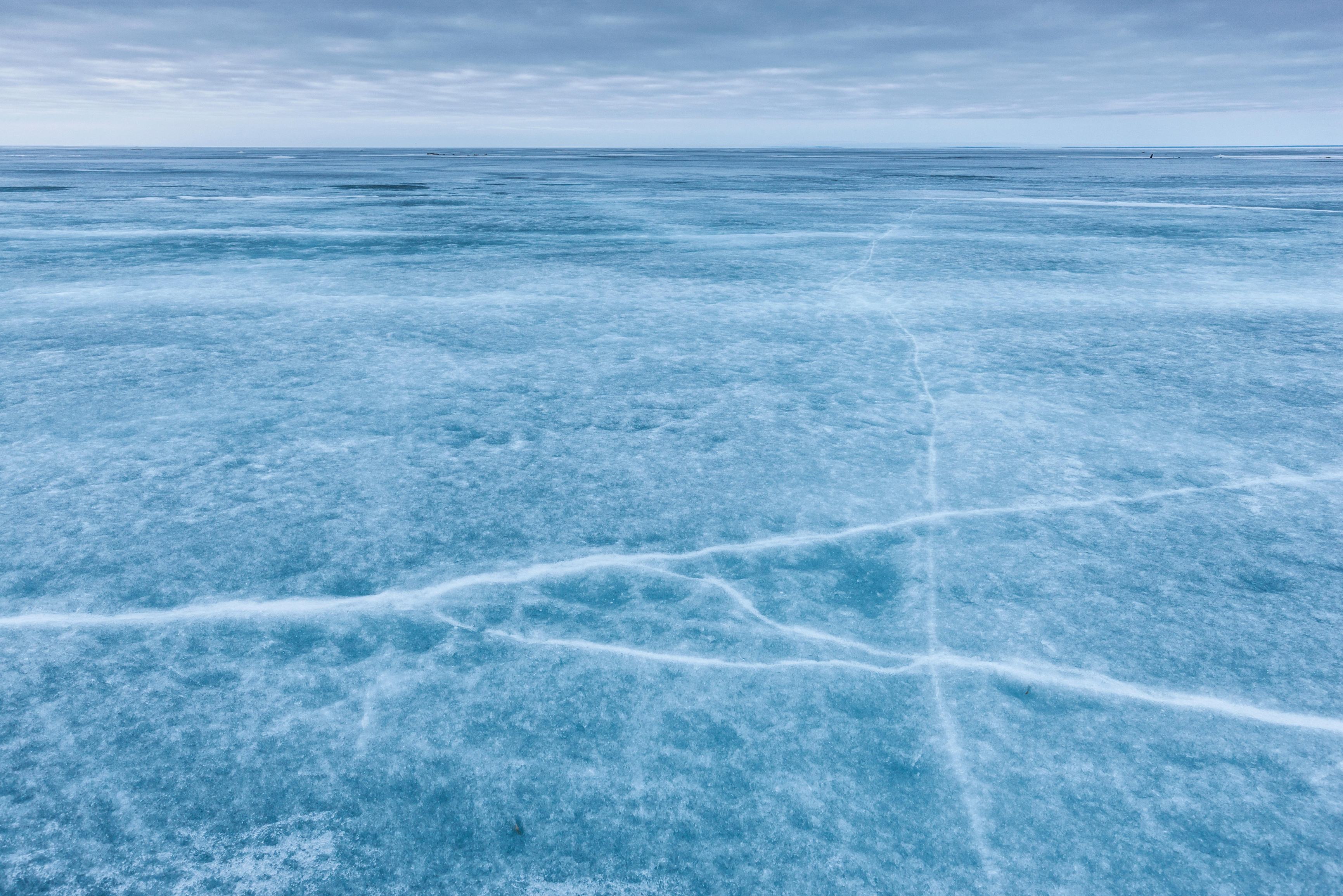 Frozen Lake wallpaper mural of pale blue ice