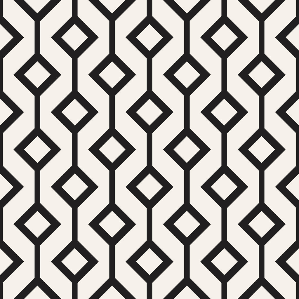 Ebony Diamonds, peel and stick wallpaper, bold diamond shapes connected by strong vertical lines create a striking
