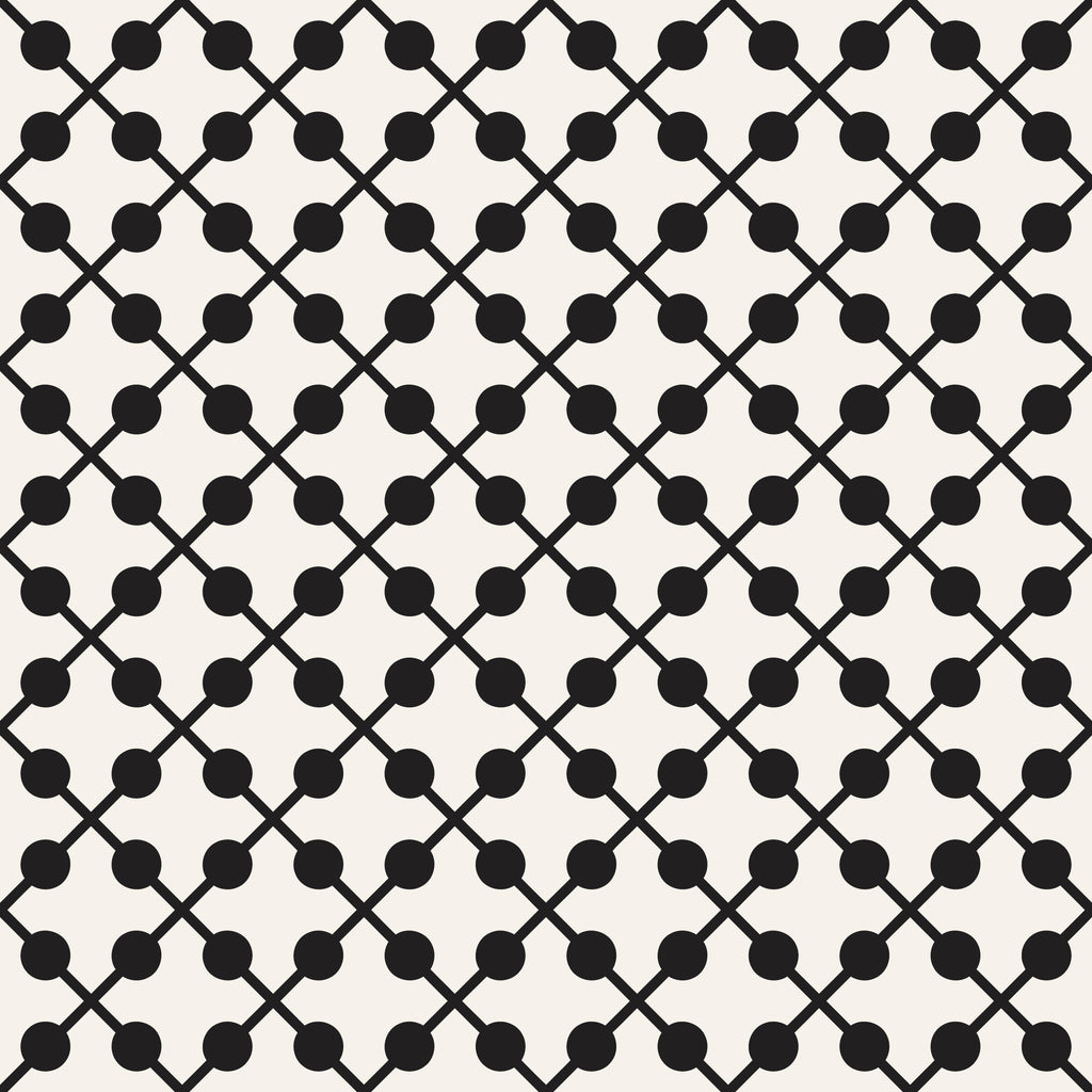 Linked Dots, peel and stick wallpaper, connected circular nodes form a repeating geometric network across a soft neutral