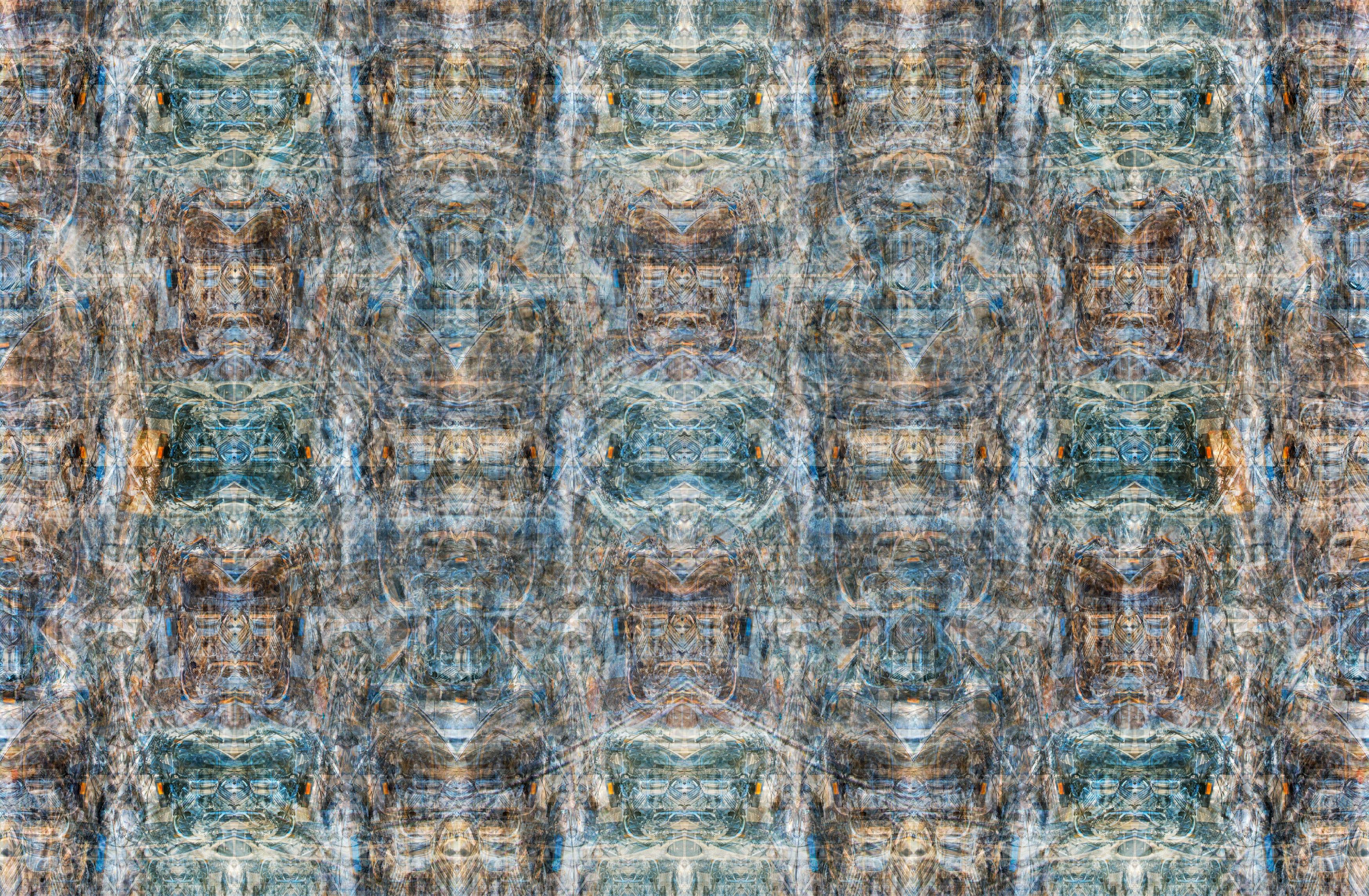 Painterly Plaid wallpaper in brushed blue and teal check