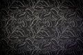 Noir Damask wallpaper with silver floral tracery on black