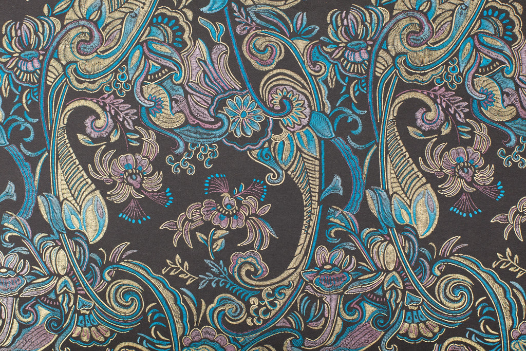 Peacock Paisley wallpaper in teal and gold jewel tones