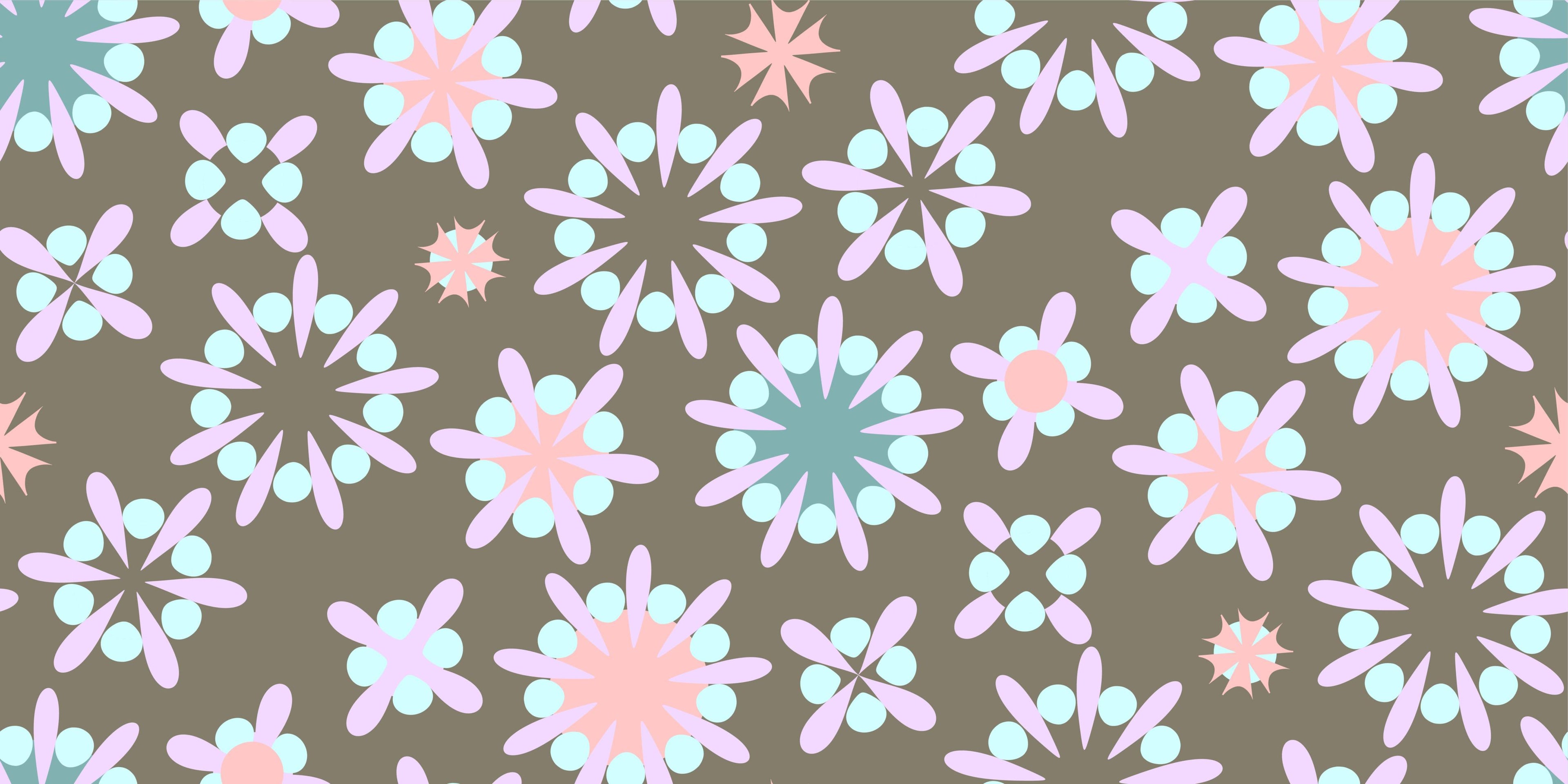 Dusk Daisy wallpaper with pink daisies on taupe