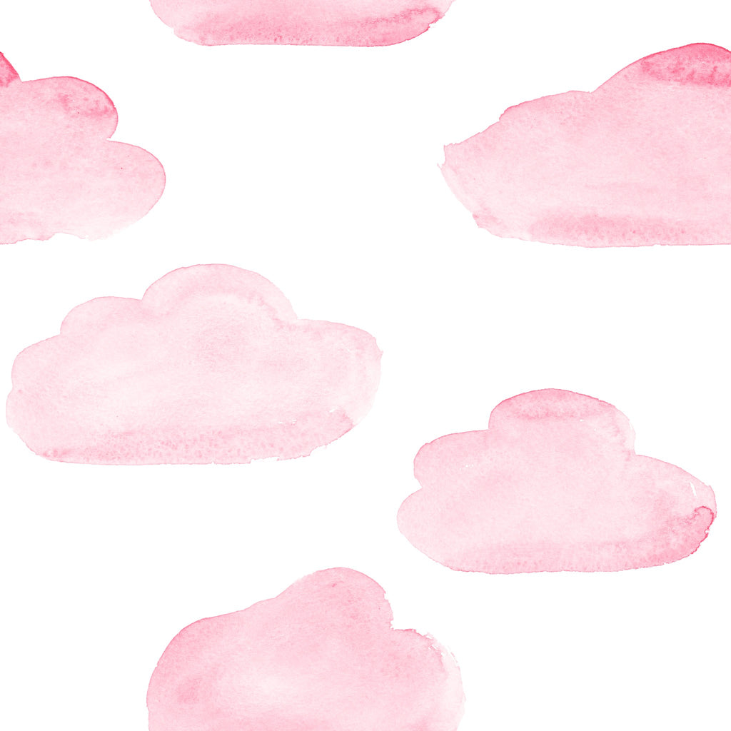 Pink Watercolour Clouds, peel and stick wallpaper, soft, dreamy watercolour clouds washed in delicate blush pink