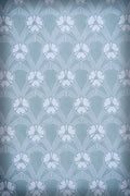 Deco Fan wallpaper with scalloped fans in sage green