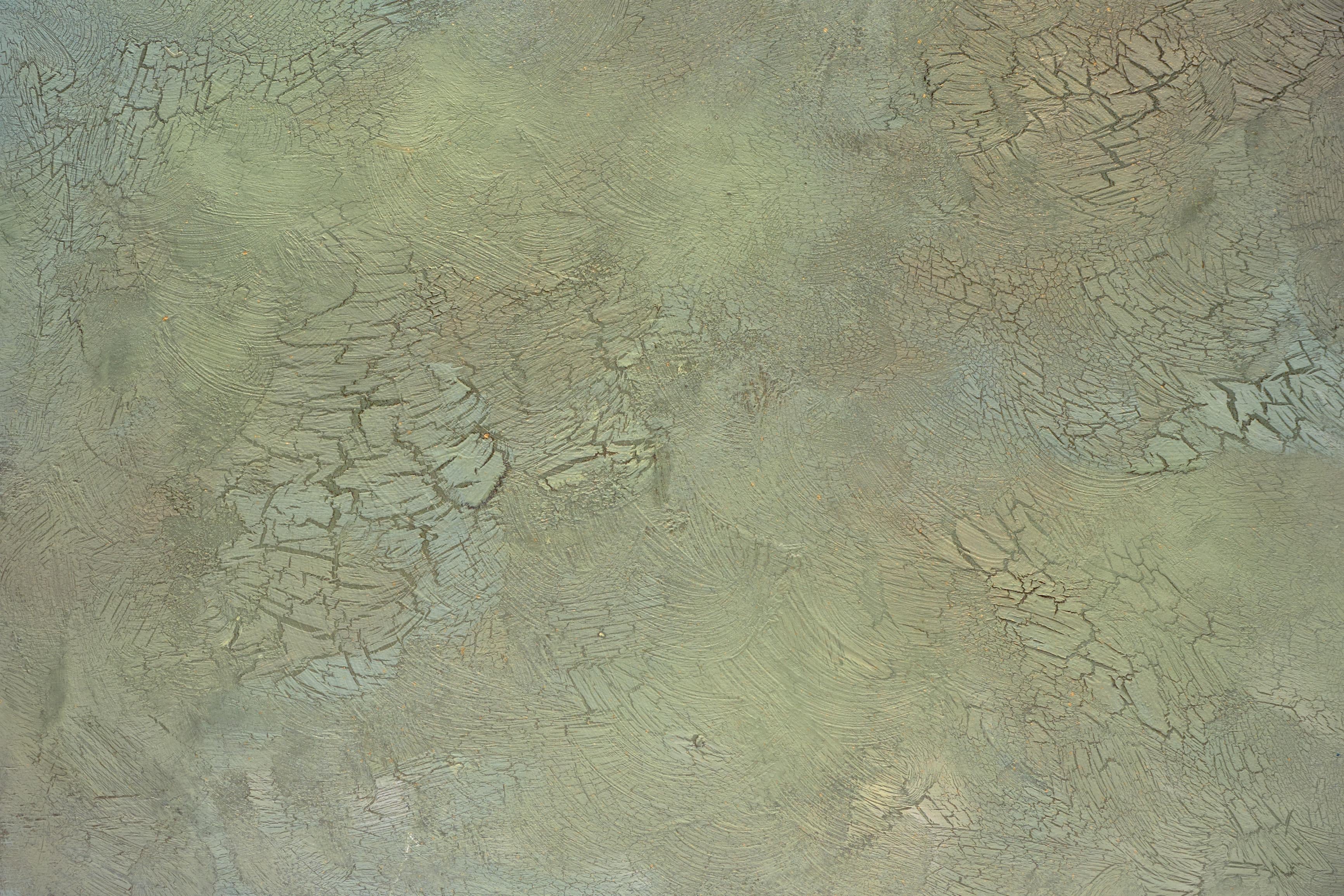 Olive Patina wallpaper with cracked olive plaster
