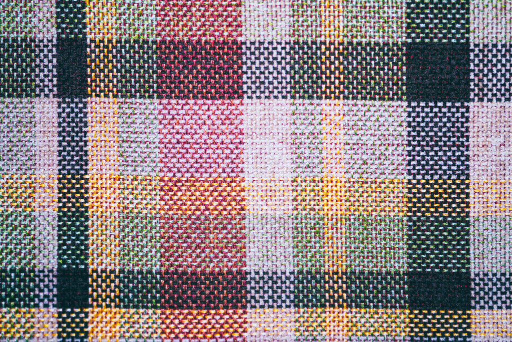Patchwork Plaid, peel and stick wallpaper, colorful woven squares combine in a lively plaid pattern with rich texture