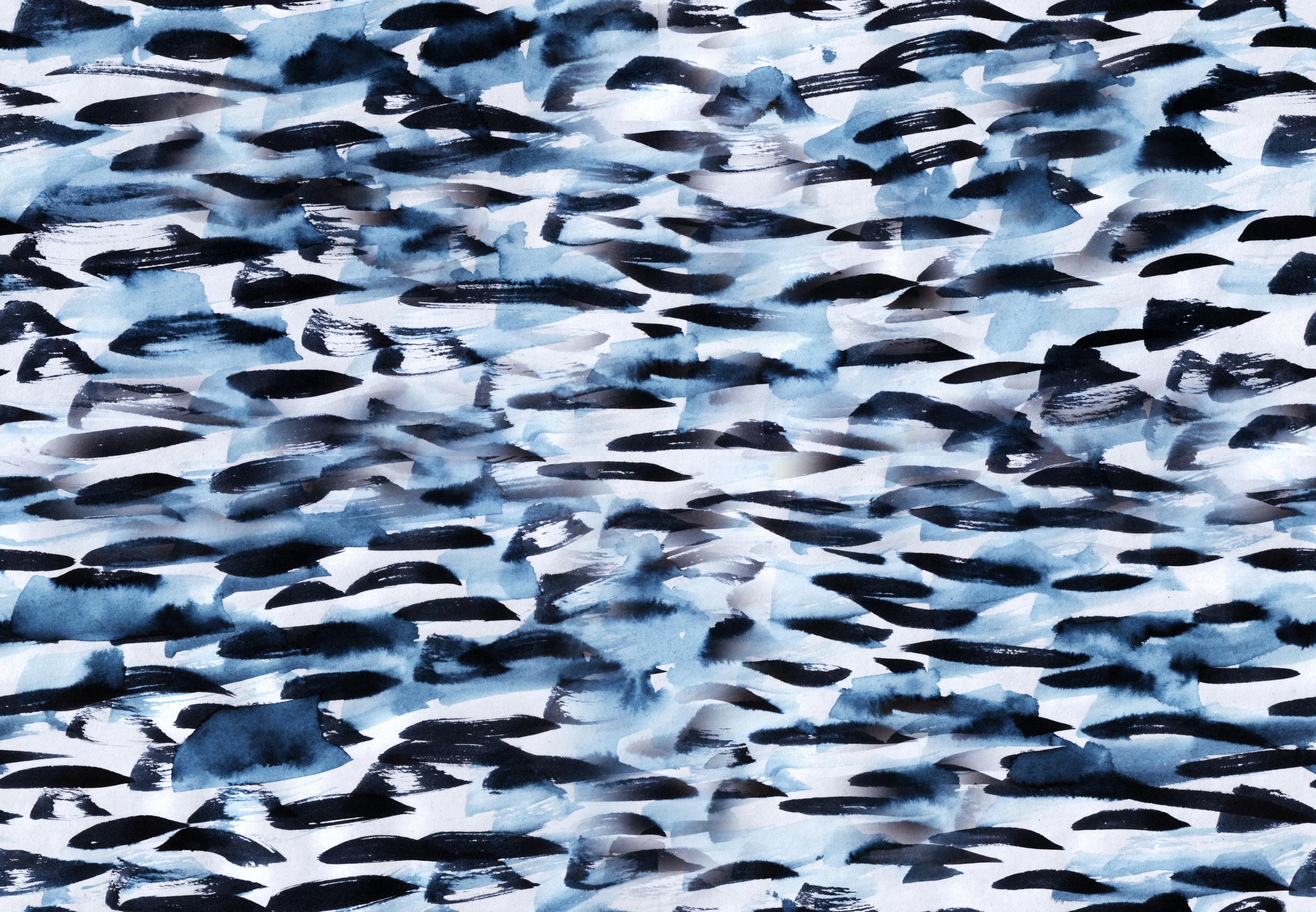 Indigo Brushstroke wallpaper with indigo and white strokes
