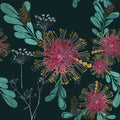 Vintage Banksias Wallpaper – Teal