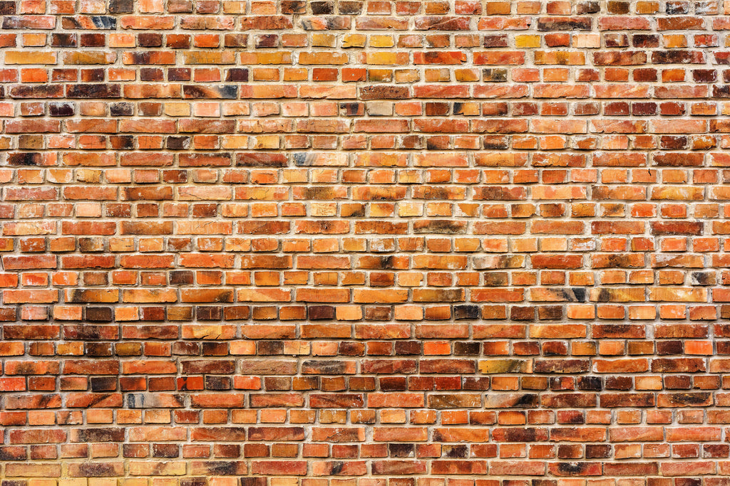 Heritage Brick, peel and stick wallpaper, weathered red and orange bricks create a classic architectural pattern full