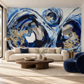 Abyss mural by Lara Scolari, peel and stick wallpaper styled in a room
