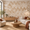 Amber Currents, peel and stick wallpaper styled on a feature wall
