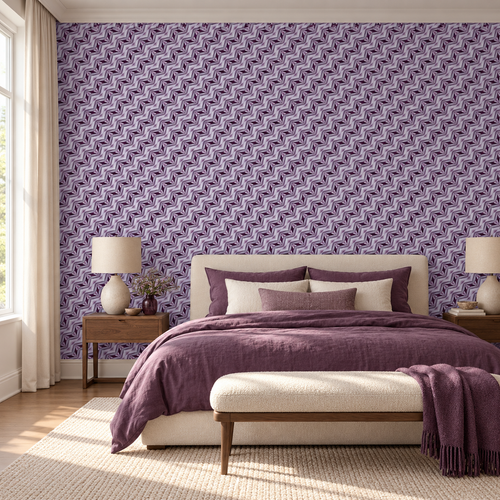 Amethyst Weave, peel and stick wallpaper styled on a feature wall
