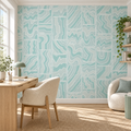 Aqua Panels, peel and stick wallpaper styled on a feature wall