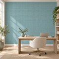 Aqua Weave, peel and stick wallpaper styled on a feature wall