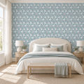 Arctic Bloom, peel and stick wallpaper styled on a feature wall