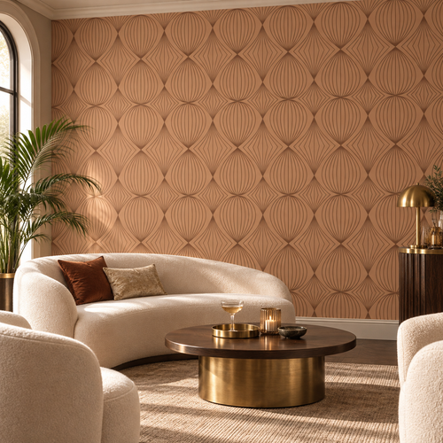 Art Deco, peel and stick wallpaper styled on a feature wall