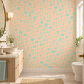 Atomic Dots, peel and stick wallpaper styled on a feature wall