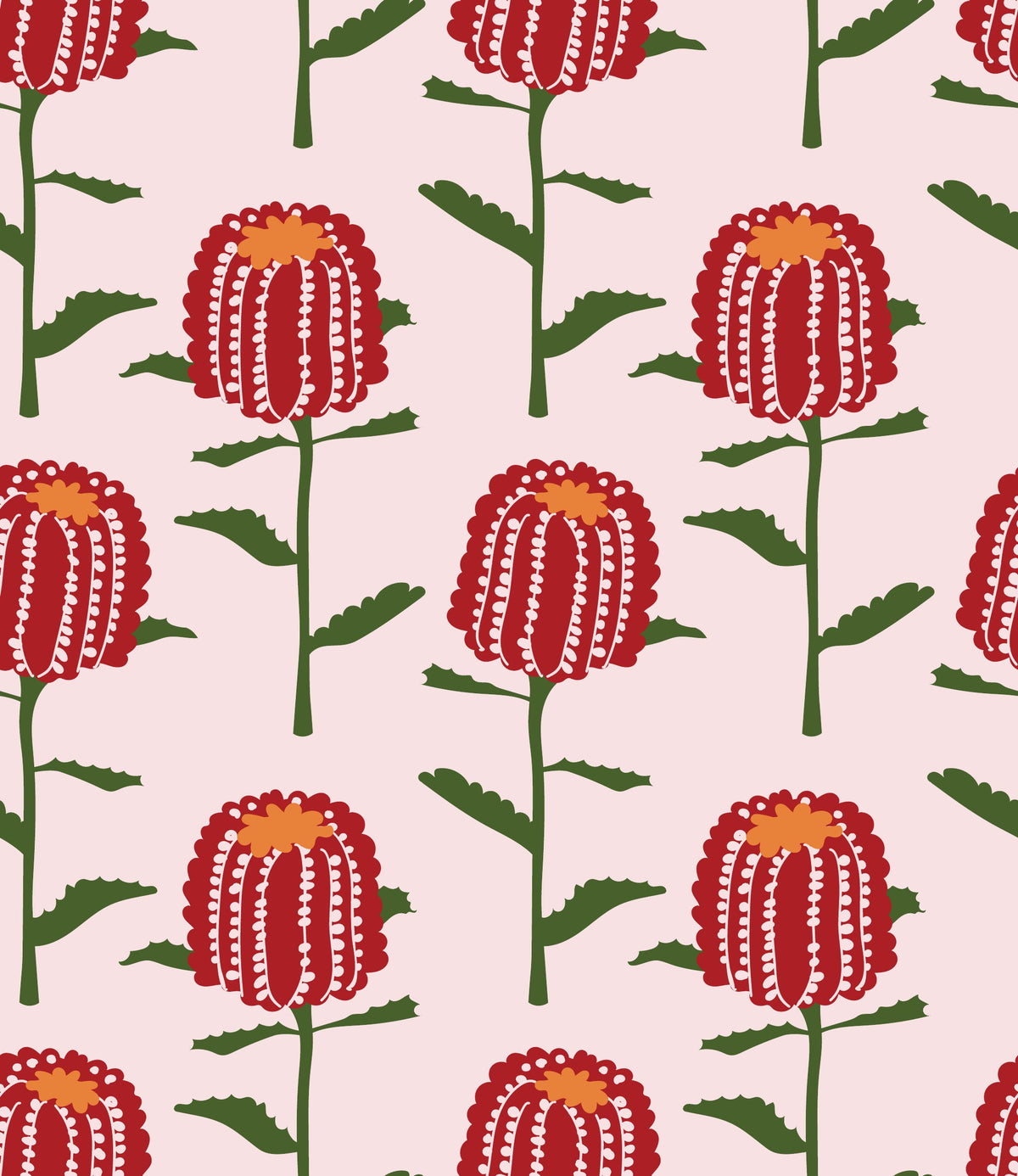 Banksia in Blush by Charlotte Brandis, peel and stick wallpaper