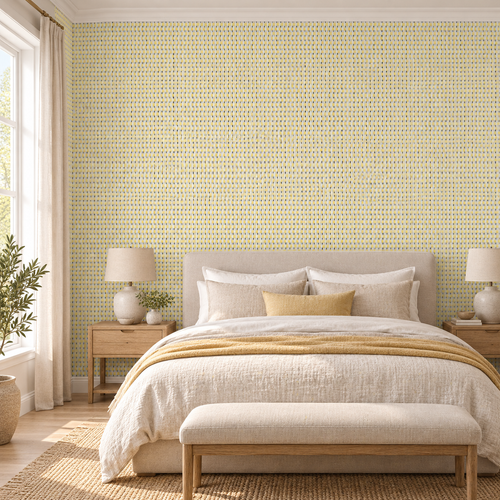 Basket Weave, peel and stick wallpaper styled on a feature wall